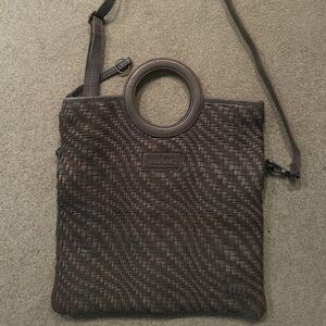BED|STU Dark Gray Woven Leather Crossbody Bag